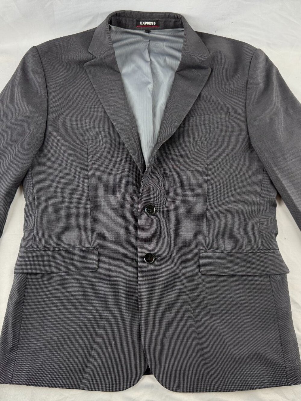 Express Performance Slim Gray Suit Jacket Blazer Sport Coat Two Button Mens Size